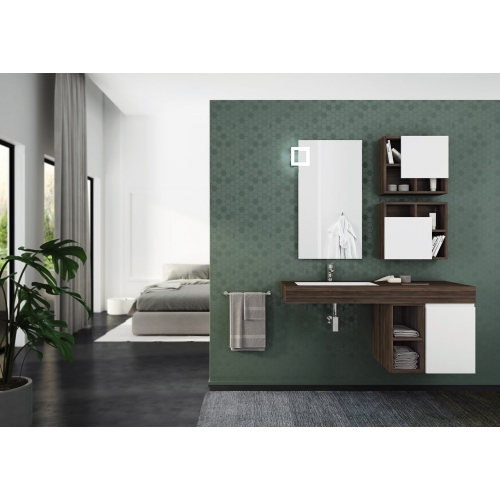 MOBILE BAGNO FREEDOM F27 ROVERE TABACCO BIANCO LACCATO OPACO LARGHEZZA CM 135 PROFONDITA' CM 50