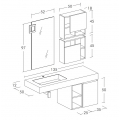 MOBILE BAGNO FREEDOM F27 ROVERE TABACCO BIANCO LACCATO OPACO LARGHEZZA CM 135 PROFONDITA' CM 50