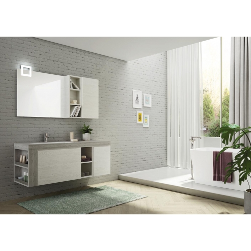 MOBILE BAGNO FREEDOM F28 ROVERE GESSATO GRIGIO ROVERE GESSATO ARTICO LARGHEZZA CM 142 PROFONDITA' CM 50