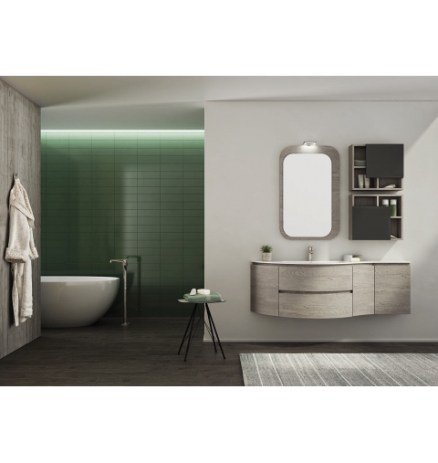 MOBILE BAGNO FREEDOM F30 ROVERE GRIGIO GESSATO GRIGIO ANTRACITE OPACO LARGHEZZA CM 155 PROFONDITA' CM 21