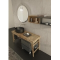 MOBILE BAGNO FREEDOM F32 MASSELLO DI ABETE GRIGIO FUMO LACCATO OPACO LARGHEZZA CM 150 PROFONDITA' CM 50