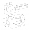 MOBILE BAGNO FREEDOM F32 MASSELLO DI ABETE GRIGIO FUMO LACCATO OPACO LARGHEZZA CM 150 PROFONDITA' CM 50