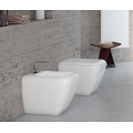 SANITARI COPPIA SHUI BIDET MONOFORO VASO CON SEDILE SCARICO BIDIREZIONALE COLORE BIANCO INSTALLAZIONE A TERRA