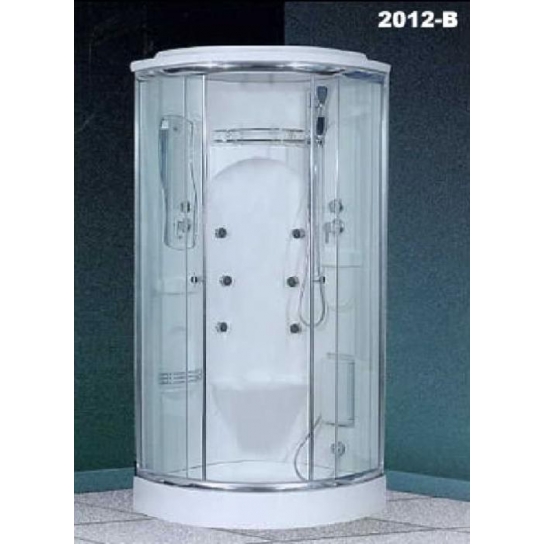 BOX IDROMASSAGGIO OLS 2012 CM 90X90X220 BIANCO SEMICIRCOLARE CRISTALLO TRASPARENTE PROFILO CROMO