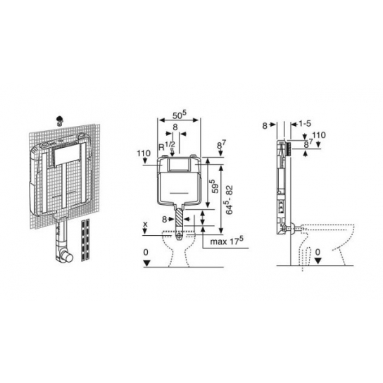 CASSETTA SIGMA 8 INCASSO 2 PULSANTI GEBERIT