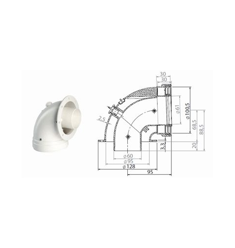 KIT FUMI COASSIALE CURVA 90° CONDENSAZIONE Ø 100/60 MM